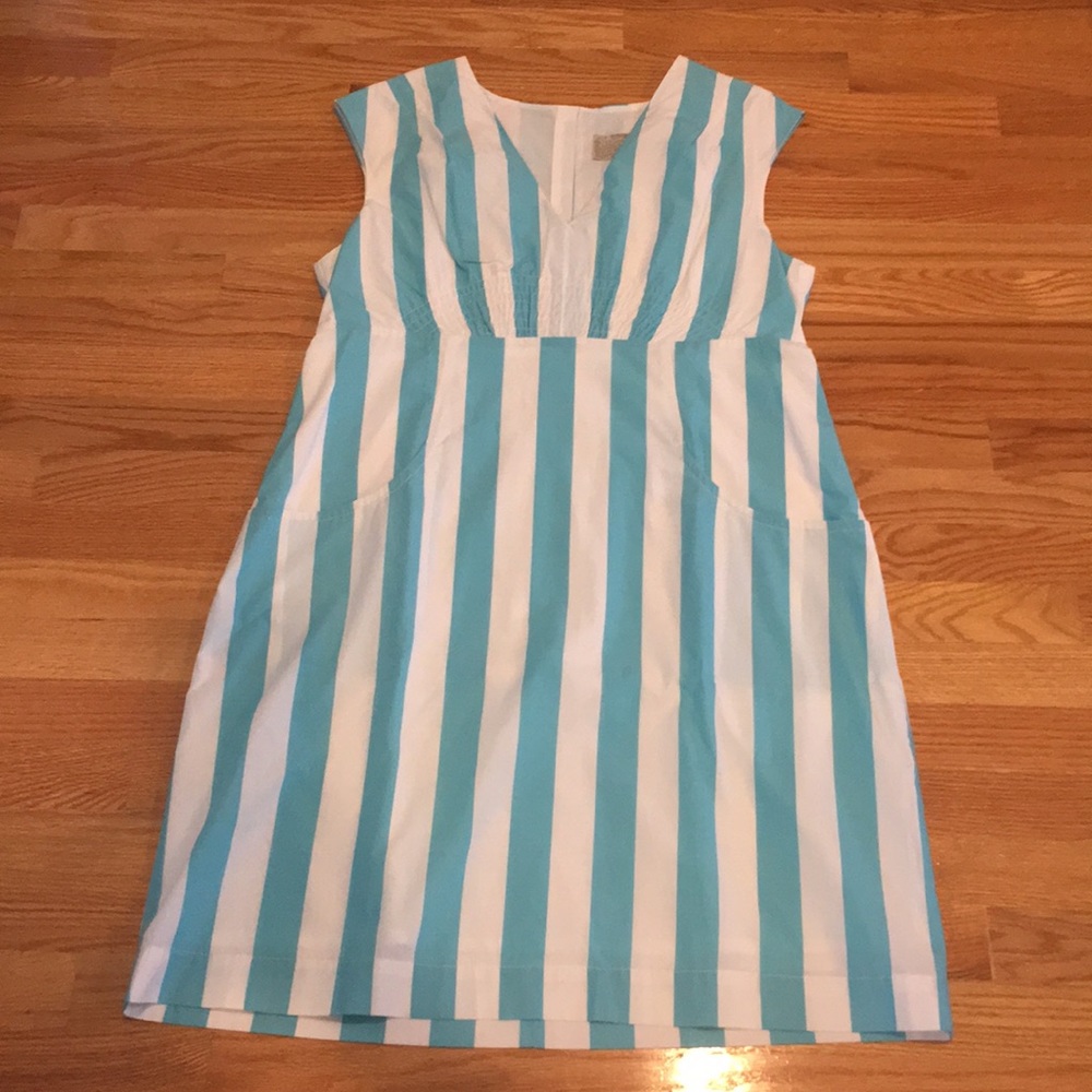 Joules Nadine Aqua/White Striped Dress in Size 12